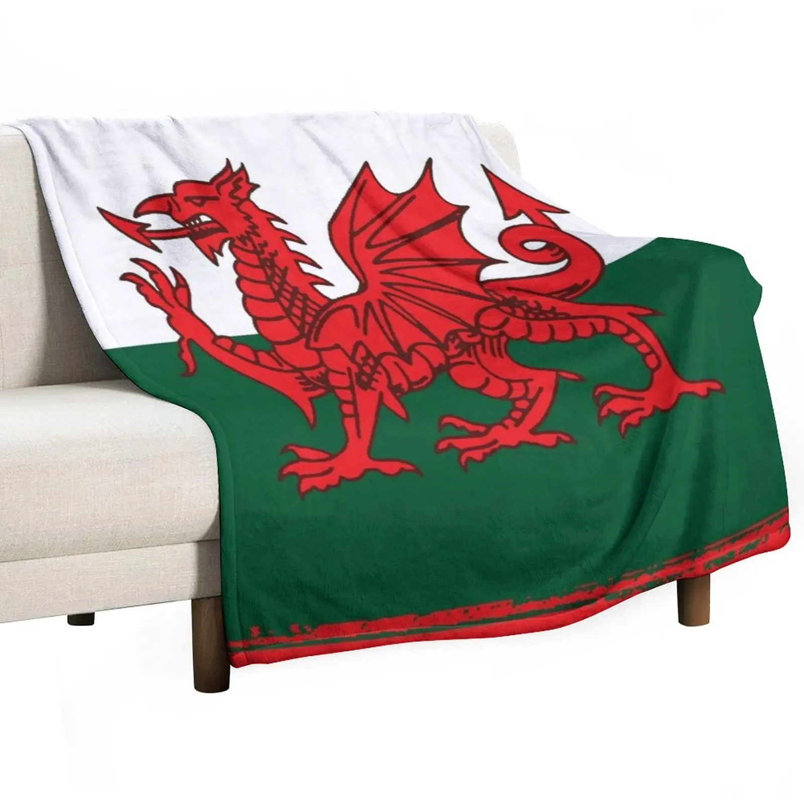

Y Ddraig Goch The Red Dragon Grunge Welsh Flag Throw Blanket Decorative Sofas blankets ands Beautifuls heavy to sleep Blankets