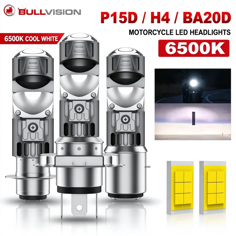 Universal Motorcycle Led Headlight Projector - 1/2 SZT. P15D BA20D H4 LED