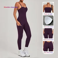 Women's Yoga Jumpsuit Peach Hip Backless One-Piece Sports Shorts Yoga Fitness Jumpsuit Running Casual Workout Gym Yoga Bodysuit - Image 3