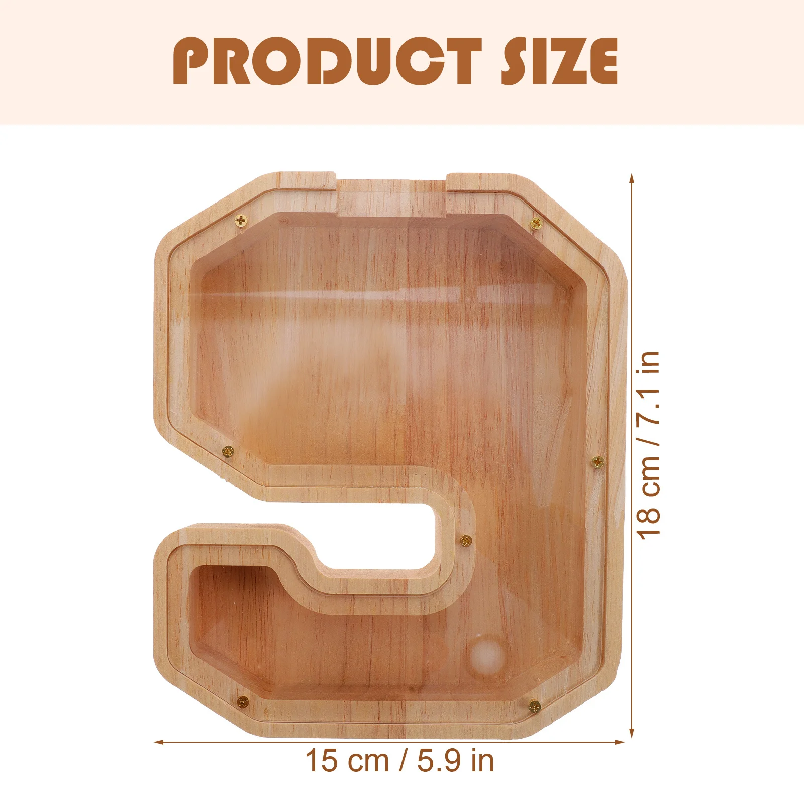 1pc 子供用透明木製貯金箱子供用コイン収納デスクトップ装飾壊れない木製貯金箱家の装飾