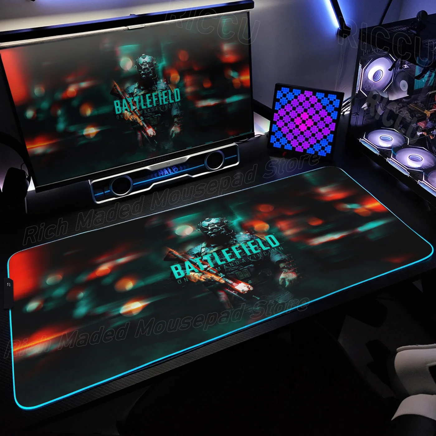 

RGB FPS Games Esports B-Battlefield 6 Mouse pad Keyboard Large PC Accessories 400x900MM LED Desk Mat HD Gaming Rubber Mouse Pads