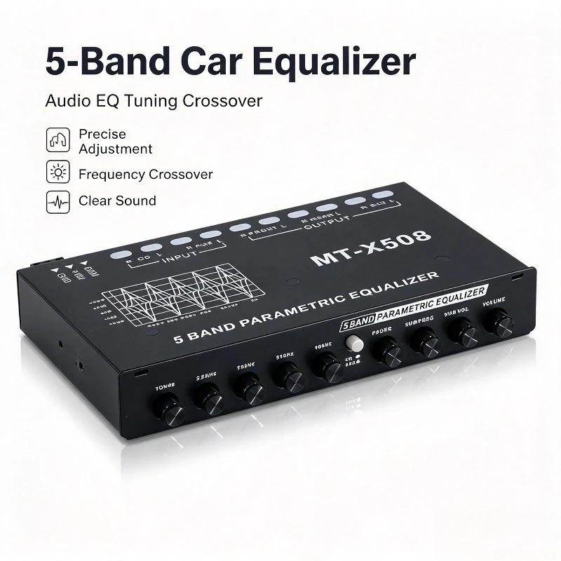 5 Band Car Audio Equalizer EQ Tuner Crossover Amplifier Vehicle Stereo Sound Adjustment Accessory for Car Audio Amp