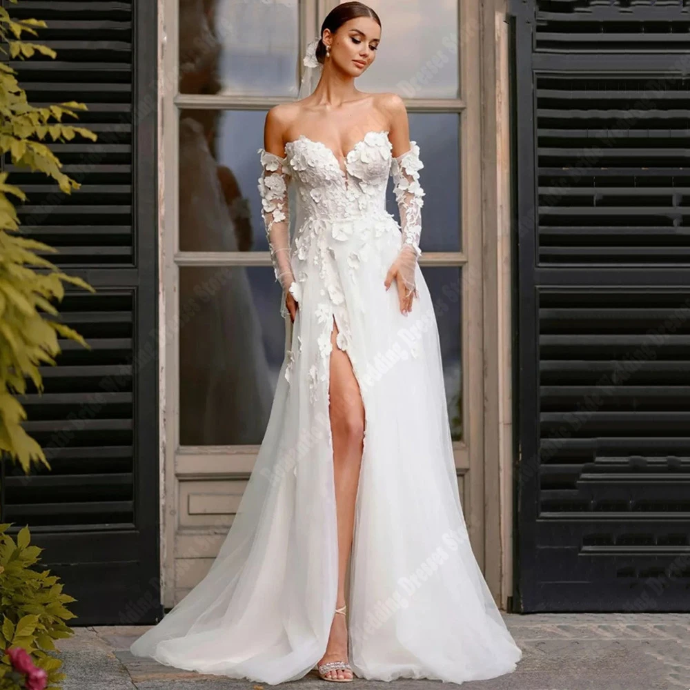 

Sexy A-Line Wedding Dresses Customized Off The Shoulder Shining Bride Gowns 2024 Fluffy Enlarged Palace Skirt Hem Princess Robes