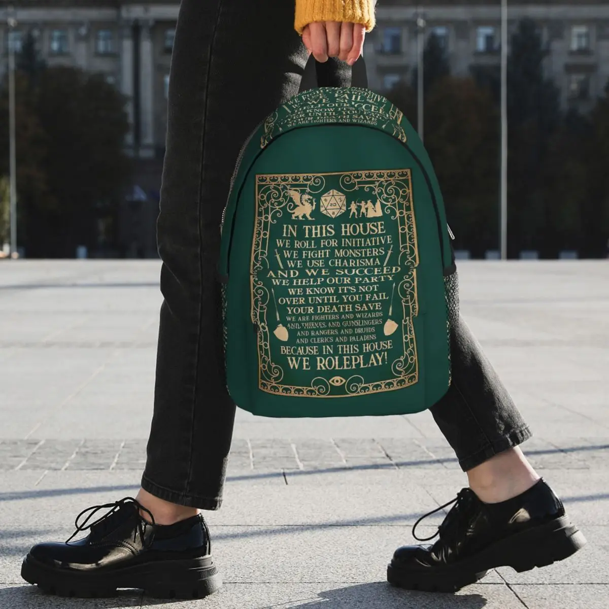 Dnd Game In This House We Roll For Initiative We Roleplay Backpack Student BookBag Boys Girls School Bag Computer Shoulder Bags