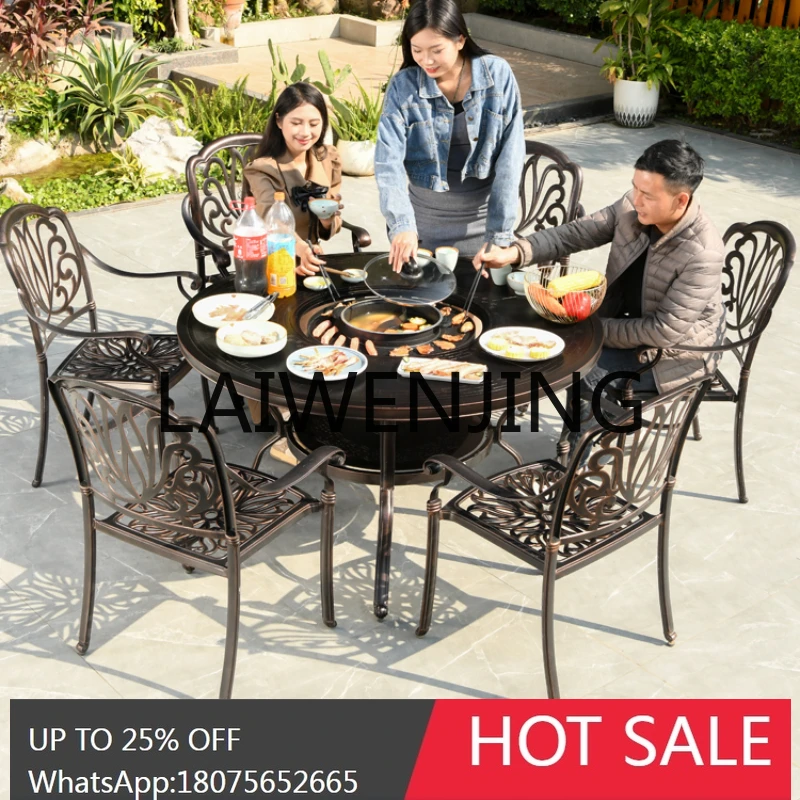 RWJ Outdoor Barbecue Garden Multi-Functional Hot Pot Outdoor Cast Aluminum Smokeless Electric Oven