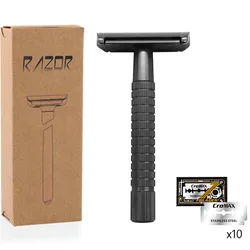 Berjaya maquinilla de afeitar DE SEGURIDAD DE Metal, afeitadora clásica húmeda, mango grande, maquinilla de afeitar con forma de barba con 10 cuchillas