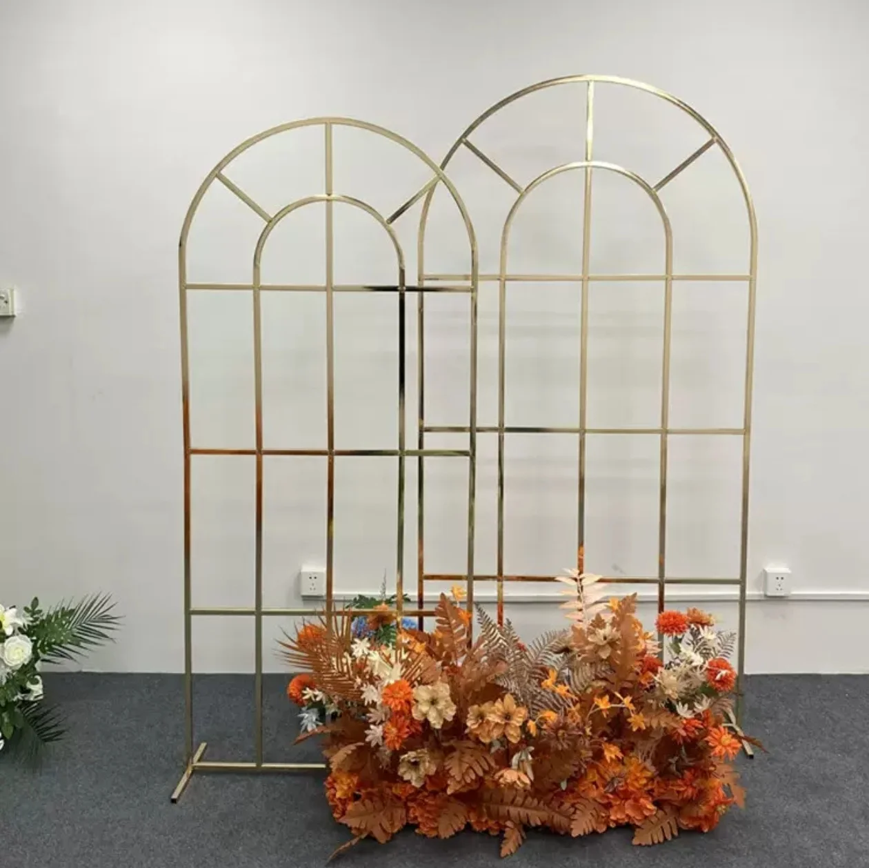 

Shiny Gold Wedding Arch Backdrop, Flower Stand, Steel Stage Screen, Ceremony Party, Home Decoration, Gold Plated Metal Props