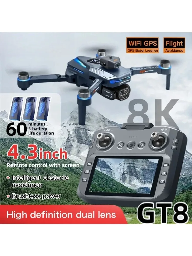 Oryginalny dron GT8 8K Profesjonalny z podwójną kamerą, GPS, FPV, silnikiem bezszczotkowym, funkcją stabilizacji optycznej, składany quadcopter 4K RC, zabawka dron. — zdjęcie produktu 7