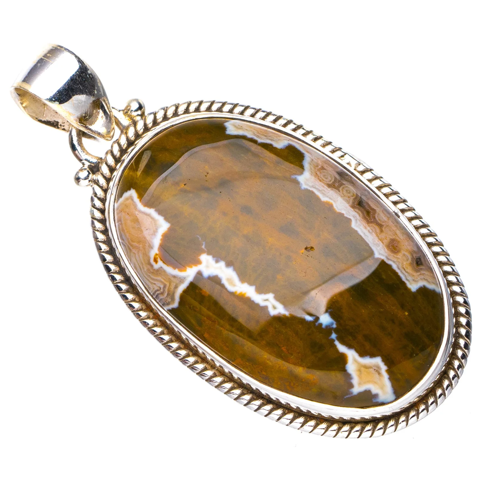 

StarGems Natural Ocean Jasper Handmade 925 Sterling Silver Pendant 1.75" E4962