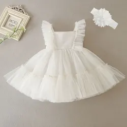 HETISO New Baby Girl Baptism Dresses Toddler Christening Gowns Children's Clothes Summer Birthday Wedding Dress for Newborn 3-24