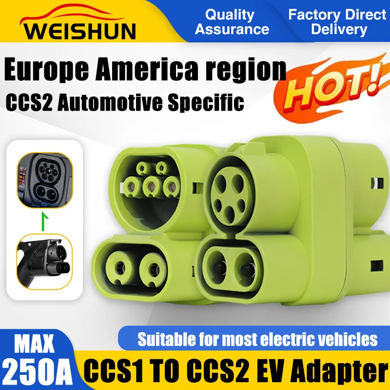 CCS1 to CCS2 EV Adapter 250A 1000V CCS Combo1 Plug Charging Connectors Adaptor DC Chaeger Electric Vehicle Car  Accessories