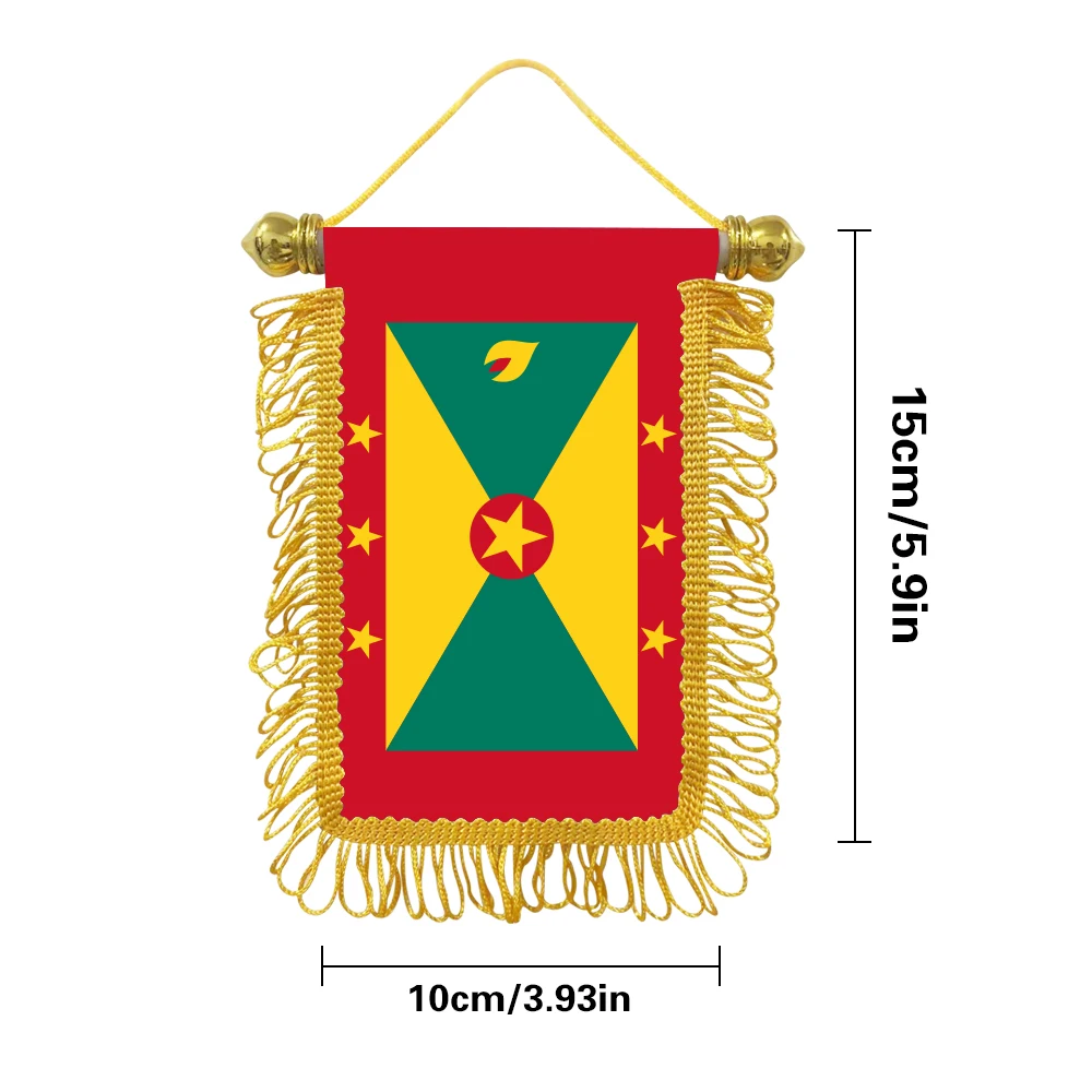 Grenada small hanging flag 10x15cm triangular flag car decoration hanging flag double-sided pattern with suction cup