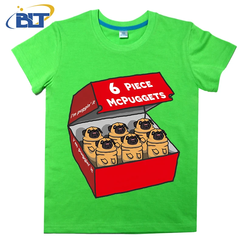 Camiseta con estampado de McPuggets para niños, tops informales de manga corta de algodón para verano, 6 piezas