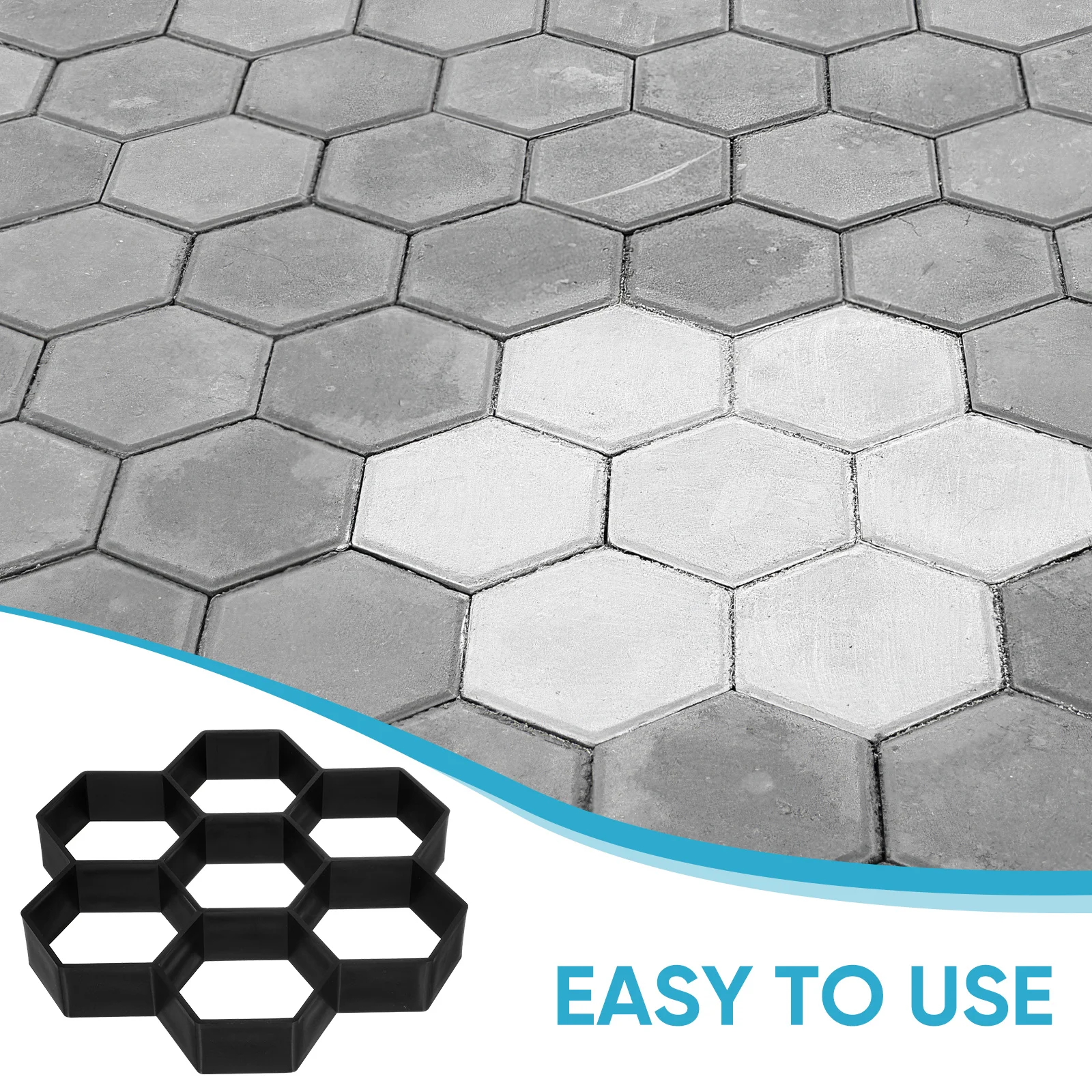 قالب الطوب السداسي الأسود قالب بلاط الأرضيات الاسمنتية البلاستيكية لمسار رصف الحديقة DIY الممشى الطراز الحديث القابل لإعادة الاستخدام