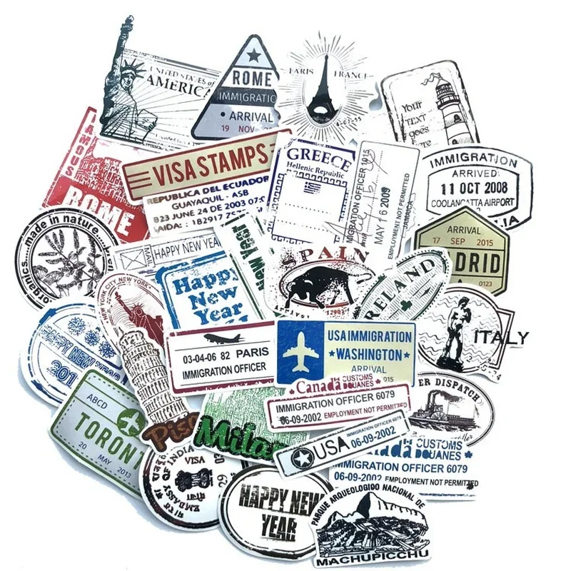 1Sets=60PCS Retro Letterhead Stamp Stickers Trolley Case Guitar Computer Stickers