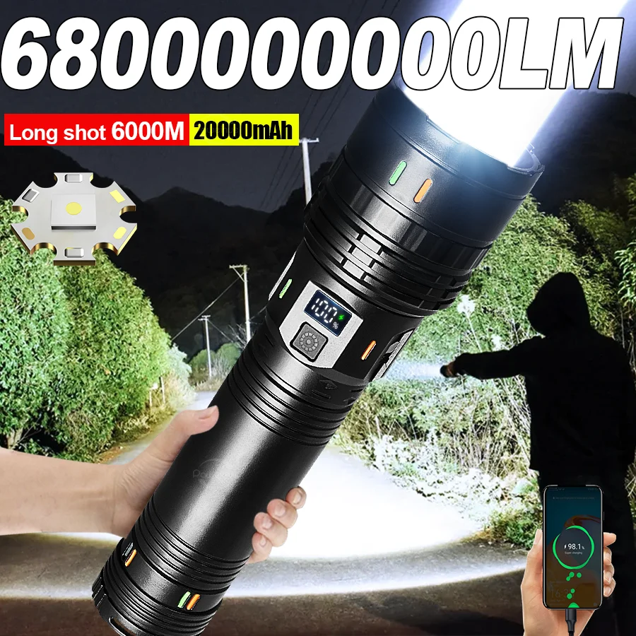 2025 مصباح ليد جيب قوي للغاية نوع C قابلة للشحن السوبر مشرق دعم الناتج في الهواء الطلق مقاوم للماء التخييم الصيد فانوس