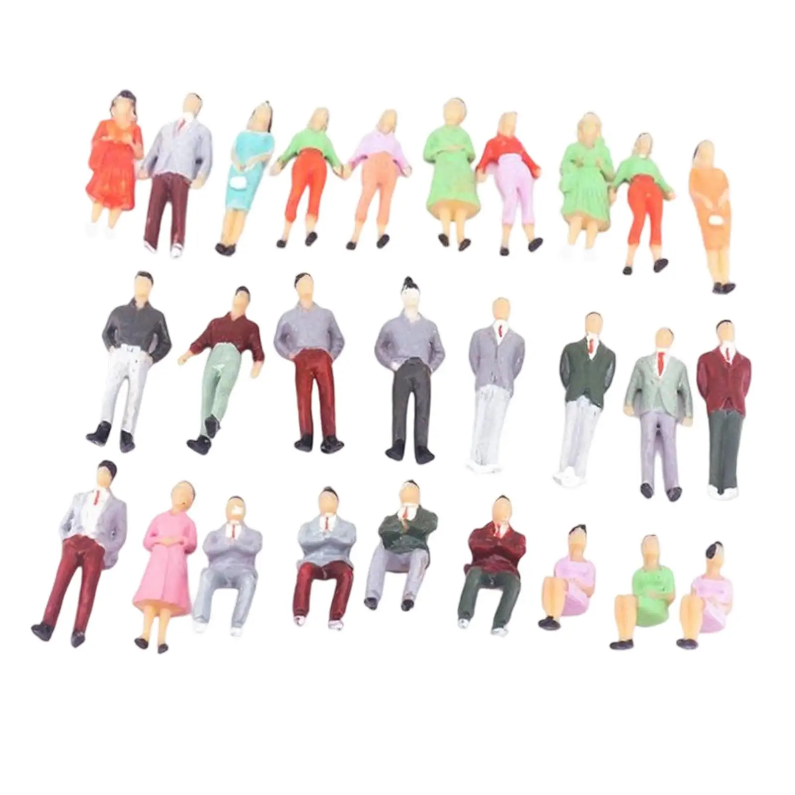 1/50 Miniature People Figure Set Multi Color Tiny Decorative Props Plastic Models for DIY Sand Table Scene and Home Decoration