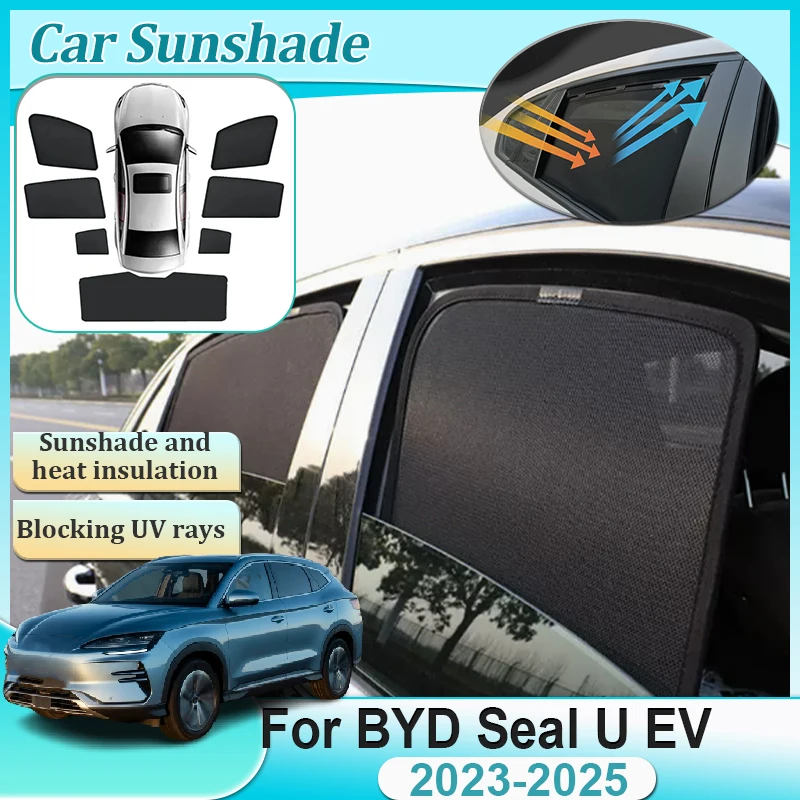 

For BYD Seal U EV Sealion 6 Accessories 2023 2024 2025 Magnetic Mesh Window Privacy Sunshades Pads Visors Tools Auto Accessories