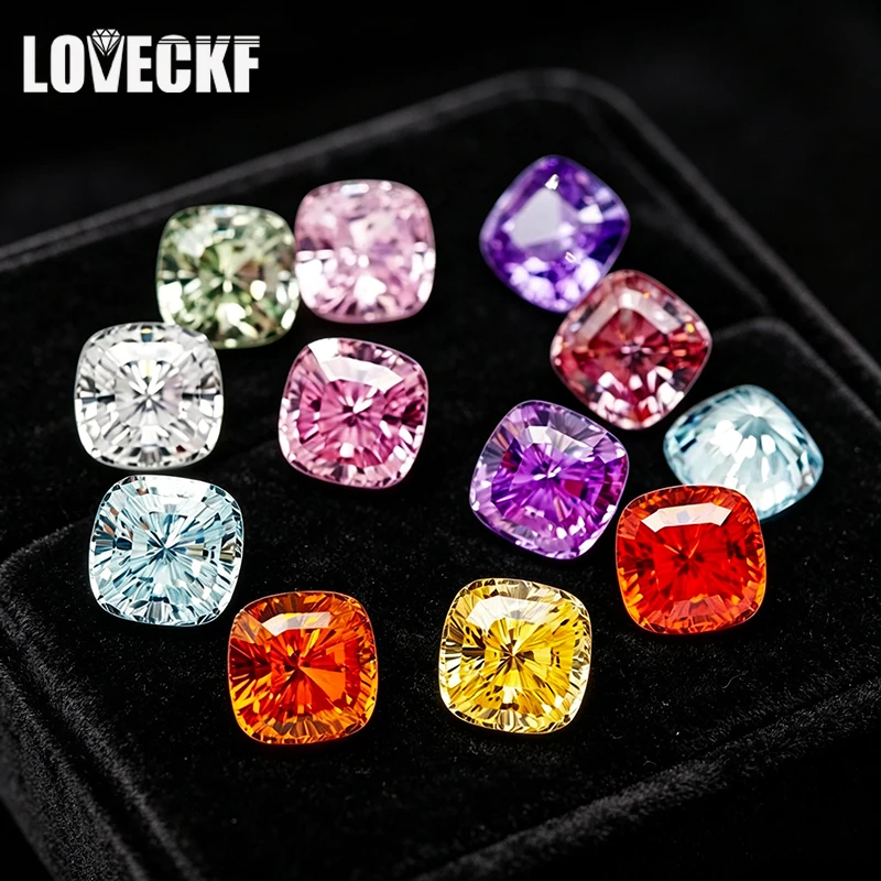 Vivid Colored Cushion Millennium Cut 5A Grade CZ Stones 4K Precision Cutting Lab Created Zircon Loose Gems for DIY Jewelry Craft