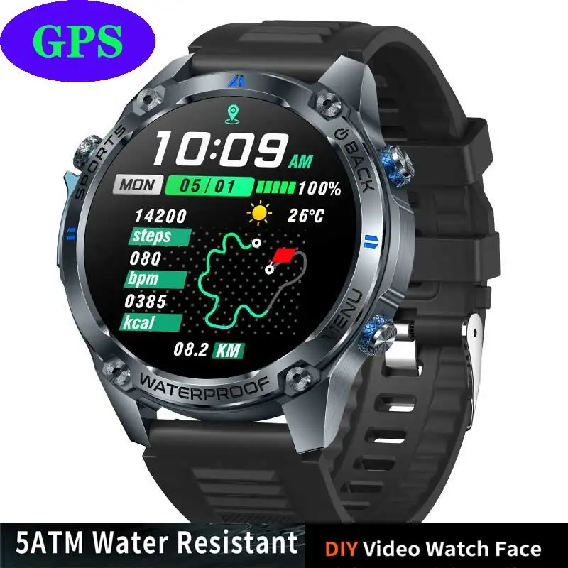 

2025 GPS Спортивные умные часы Bluetooth-вызовы 1,43-дюймовый AMOLED-дисплей Фитнес-трекер здоровья 5 атм Глубокие водонепроницаемые спортивные часы