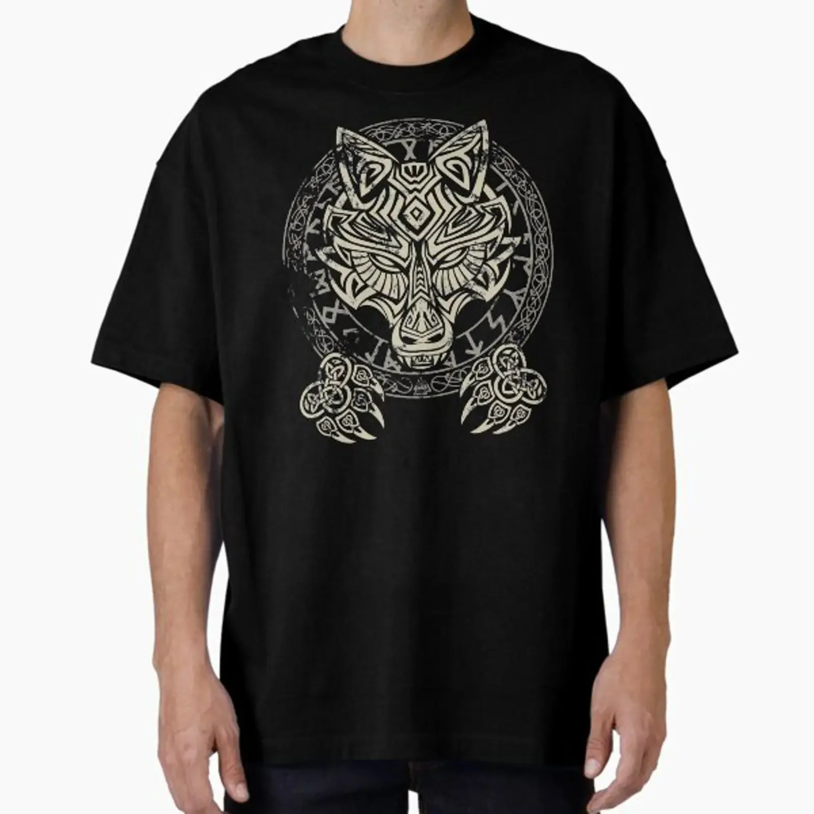 Fenrir wolf designed and sold by Dan Dee vintage Washed Comfortable Unisex Casual graphic designer clothes homme Slightly Soft