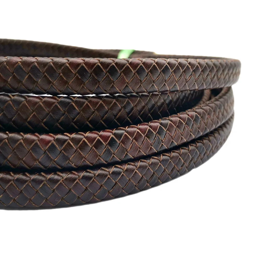 

Distressed Brown Flat Braided Leather 12mmx6mm for Braided Bracelet Making 12mm Wide Regenerated 1 Yard