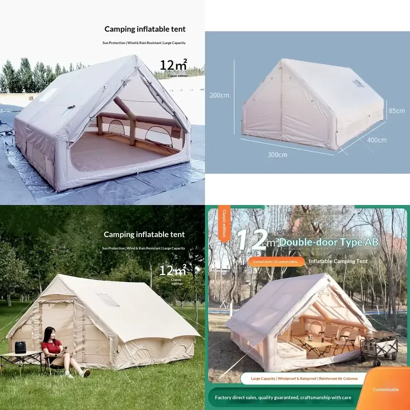 Fully Automatic Inflatable Roof Tent Double Layer Four Seasons Use 12 Square Meters Waterproof Camping Tent Minimum Order