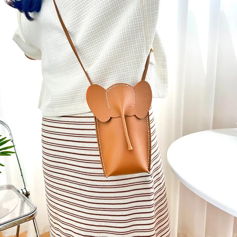 YOMDID Cute Elephant Crossbody Bags borsa in pelle fai da te che fa portamonete borsa per carte di cellulare materiali regali Mini borsa a tracolla