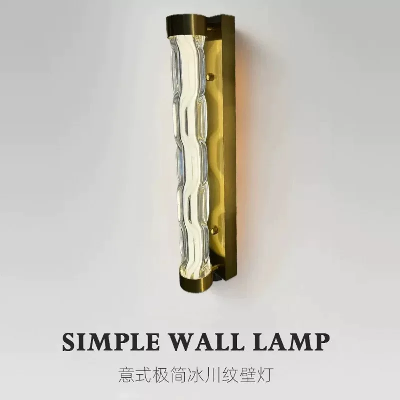 Minimalist Italian style glass wall sconce for bedroom headboard accent lighting luxury modern linear long bar night light clear