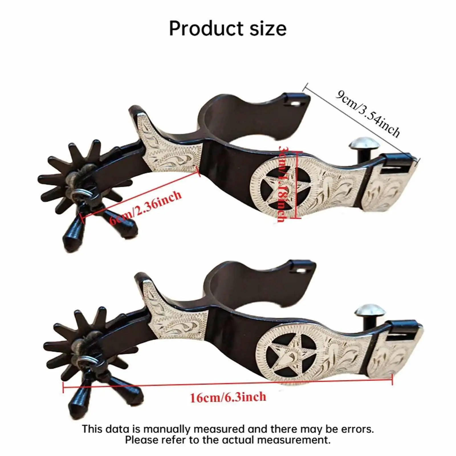

2Pcs Horse ,Western Cowboy ,Stainless Steel with Rotatable for Competition
