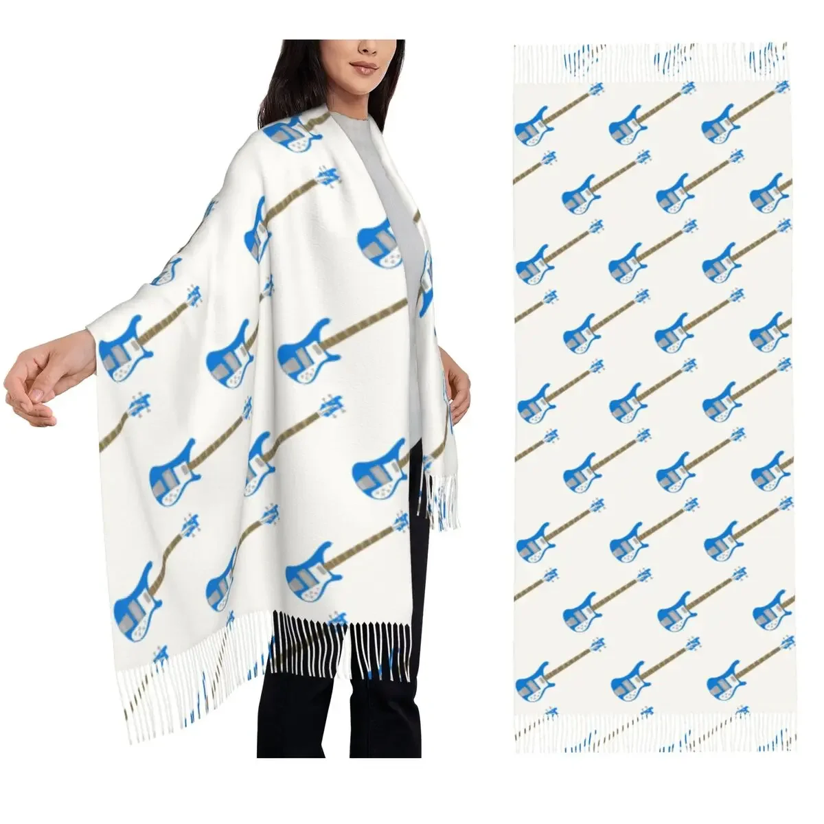 Cobalt Blue Left-Handed Rickenbacker 4001C FLCL Bass Guitar  Scarves Women Shawls and Wraps Long Fall Winter Shawl Wrap