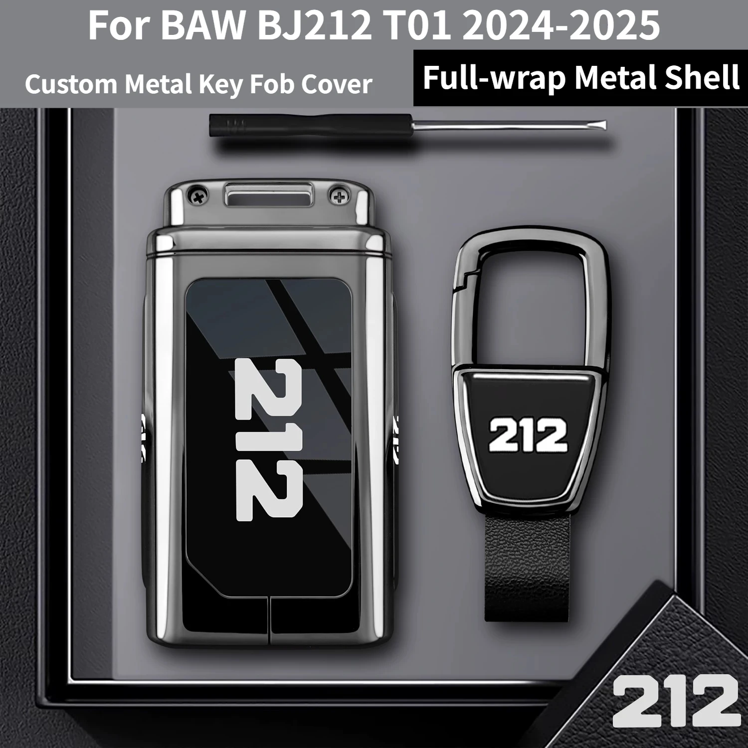 For BAW BJ212 T01 2024‑2025 Metal Key Case Full Wrap Remote Key Cover Shell Off‑Road Car Accessories