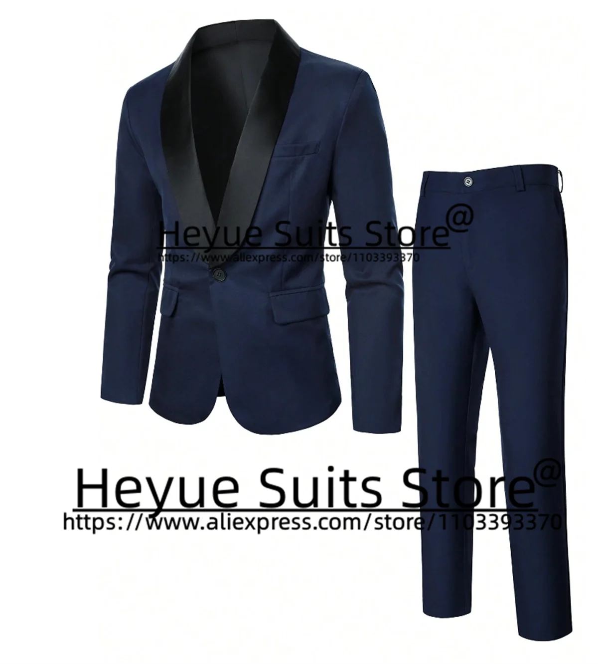 Marineblau Büroarbeit Männer Anzüge Slim Fit schwarz Schal Revers Bräutigam Hochzeit Smoking 3 Stück Sets Business männliche Blazer Terno Masculino