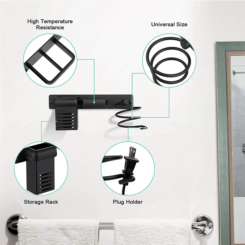 Wall-Mounted Hair Dryer Storage Rack Bathroom Multifunctional Hairdressing And Beard Tool Hair Straightener Curling Iron Storage