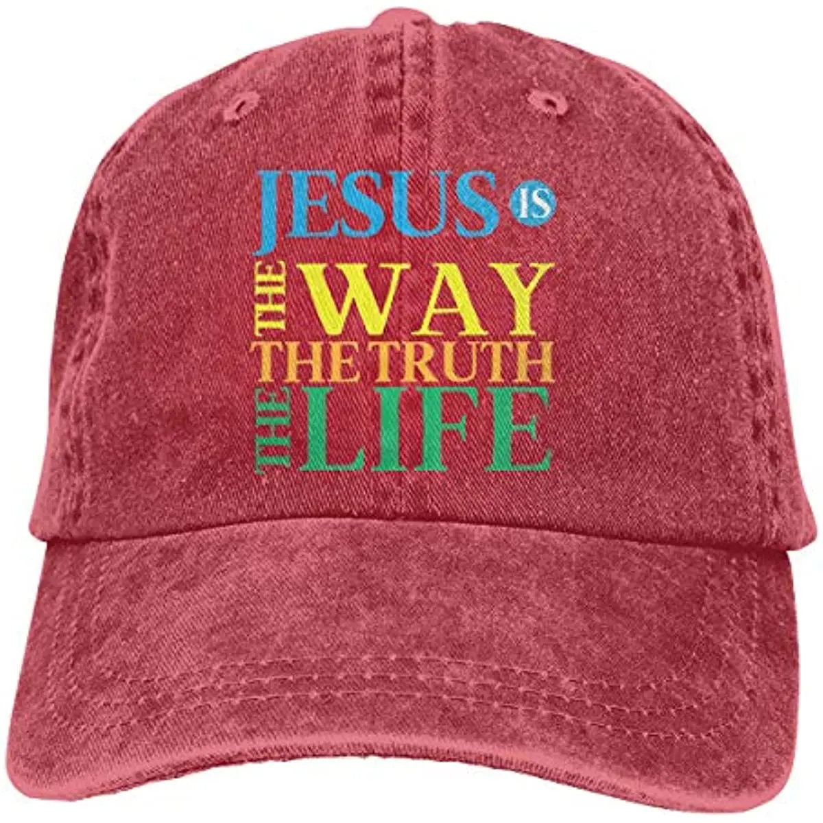 Denim Cap Jesus The Way The Truth The Life Baseball Dad Cap Adjustable Classic Sports for Men Women Hat Red One Size