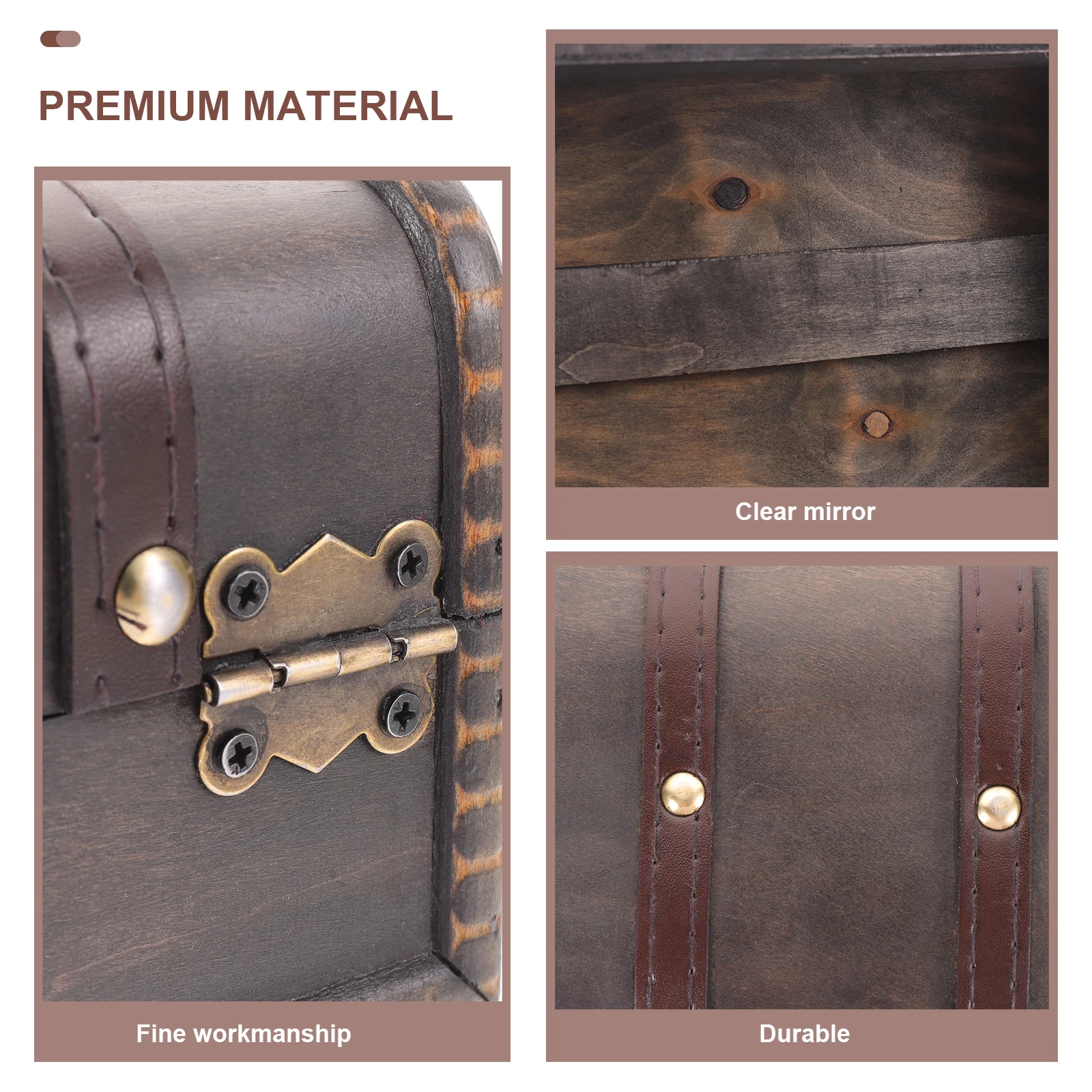 

Vintage Wooden Jewelry Trinket Storage Case With Lock Retro Handheld Design Organizer For Rings Earrings Bracelets Wood
