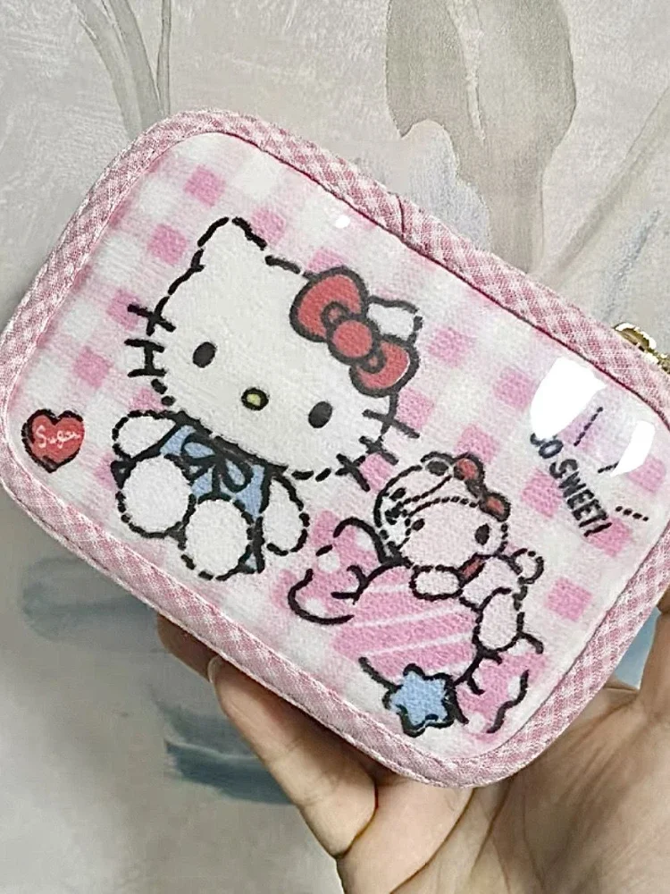 Kawaii Hello Kitty drukowanie torba do przechowywania kosmetyków wielofunkcyjna torba studencka o dużej pojemności torby etui na akcesoria Sanrio