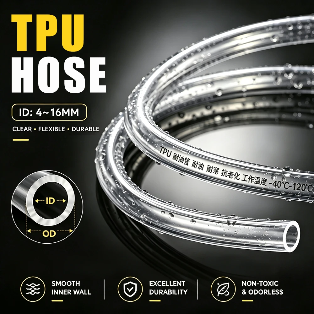Transparent TPU Tube Fuel Gas Hose ID 4mm ~16mm High Pressure Oil Resistant Flexible Petrol Pipe for Motorcycle Car