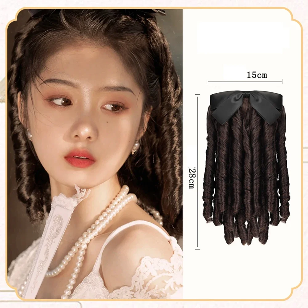 Europen Princess Curly Puff Synthetic Retro Ponytail with Comb Ponytail Clip in Hair Tail Natural False Hair Extension