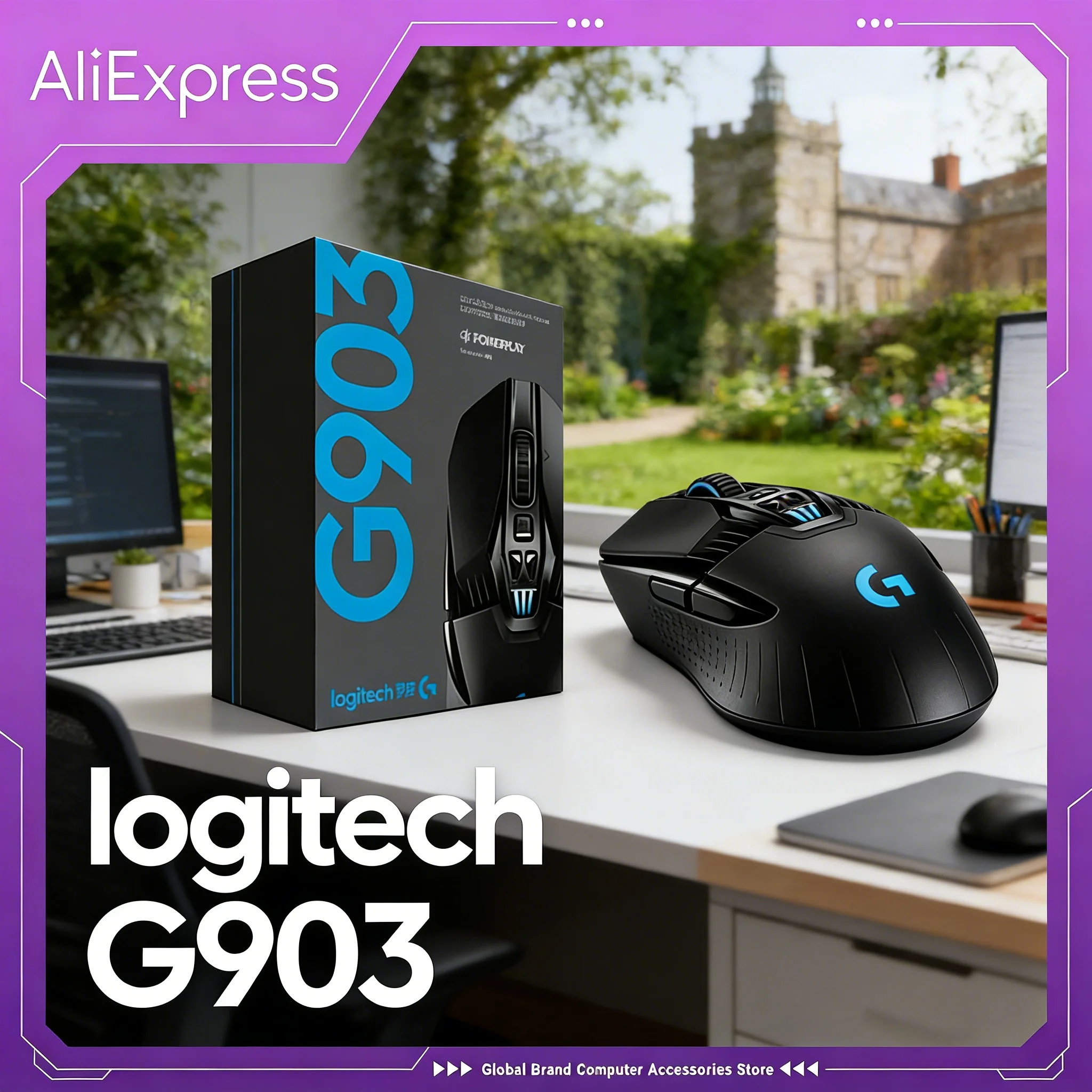 

Беспроводная игровая мышь Logitech G903 HERO Lightspeed с улучшенным сенсором 25600 DPI, программируемыми RGB-кнопками + G203/G304/G305/M350/M170