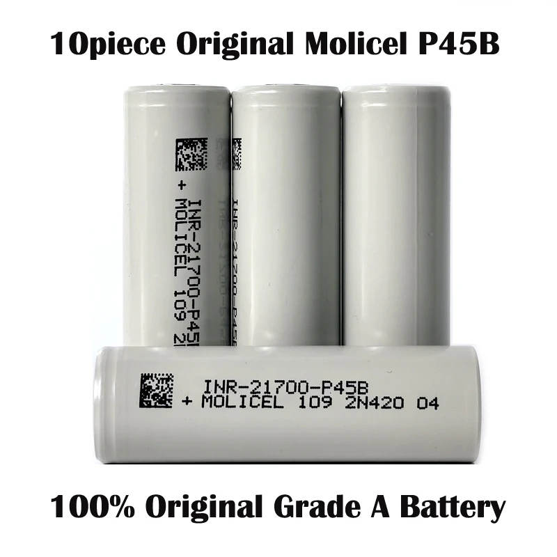 10pcs/lot Original Molicel P45B 21700 Battery 4500mAh Li-ion Rechargerable Batteries 45A 3C ultra-low temperature discharge