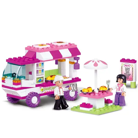 102PCS 패스트 푸드 카트 빌딩 블록 어린이 Diy 벽돌 소녀 퍼즐 장난감