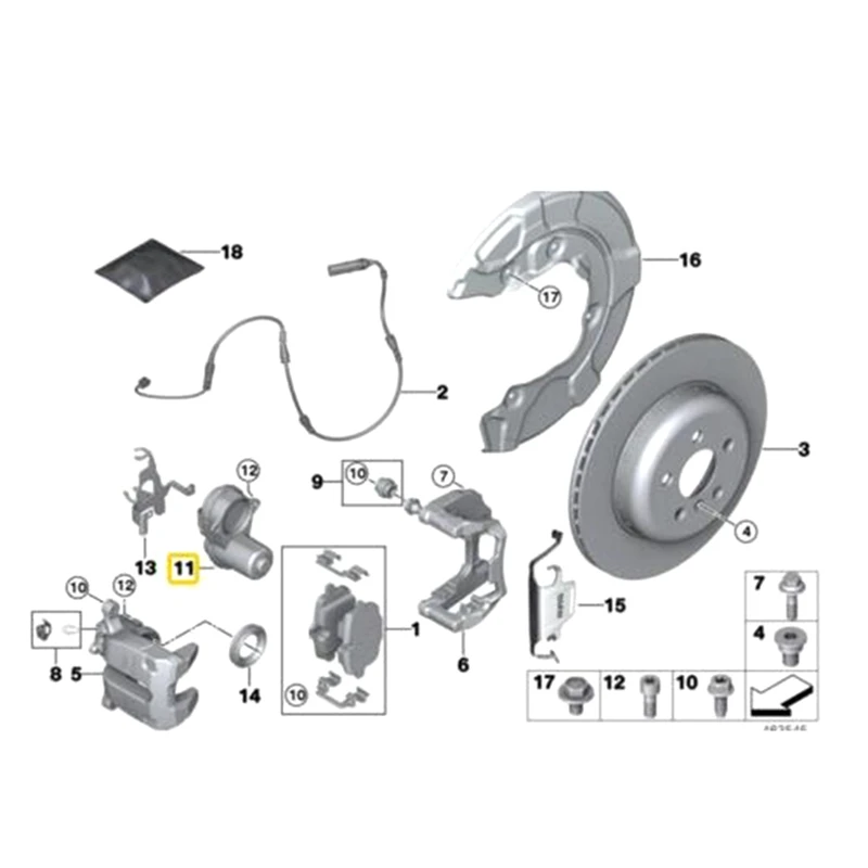 Caliper Motor For BMW G30 G31 G32 G11 G12 G15 Actuator Park Brake Rear 6870567 34216870567