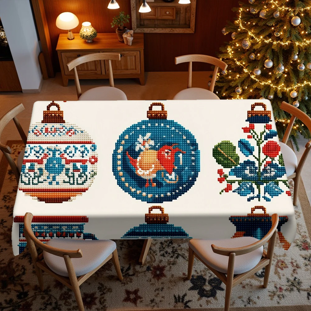 Christmas Village Pattern Restaurant Kitchen Tablecloth Living Room Home Decoration Rectangular Party Decoration