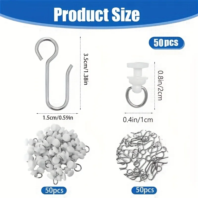 Silent Curtain Track Pulley Hooks Small Curtain Hooks Ceiling Curtain Track Hooks and Plastic Gliders Track Rollers