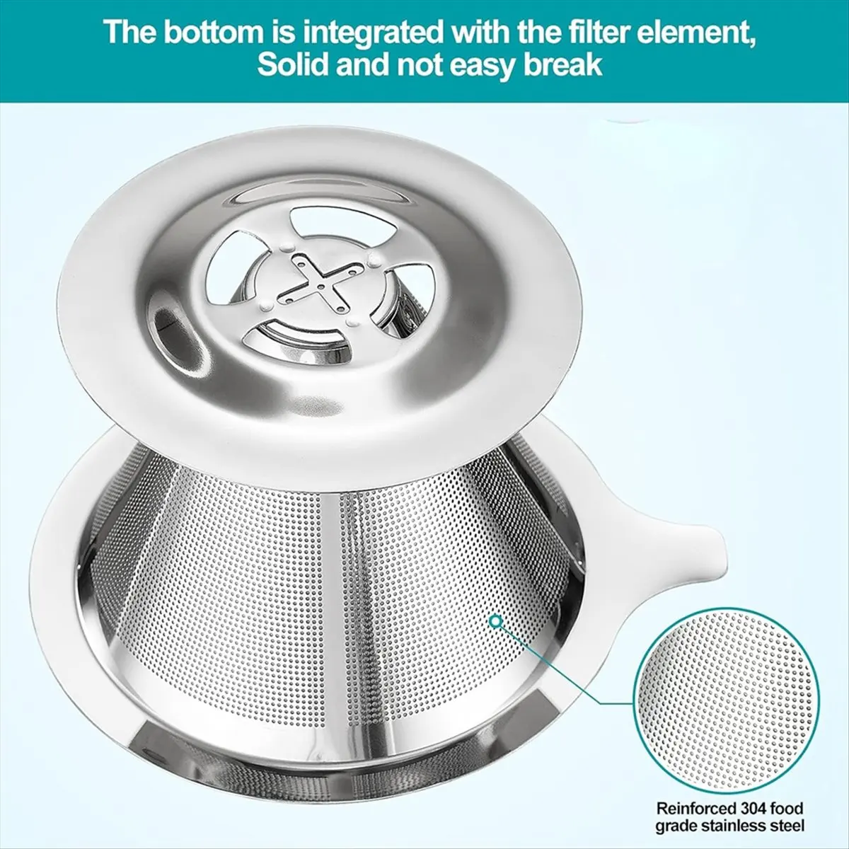 

A36R фильтр для кофе из нержавеющей стали, многоразовые двухслойные фильтры, воронка, капельница для кофе, фильтр, чашка, инструменты для кофе, 4-6 чашек