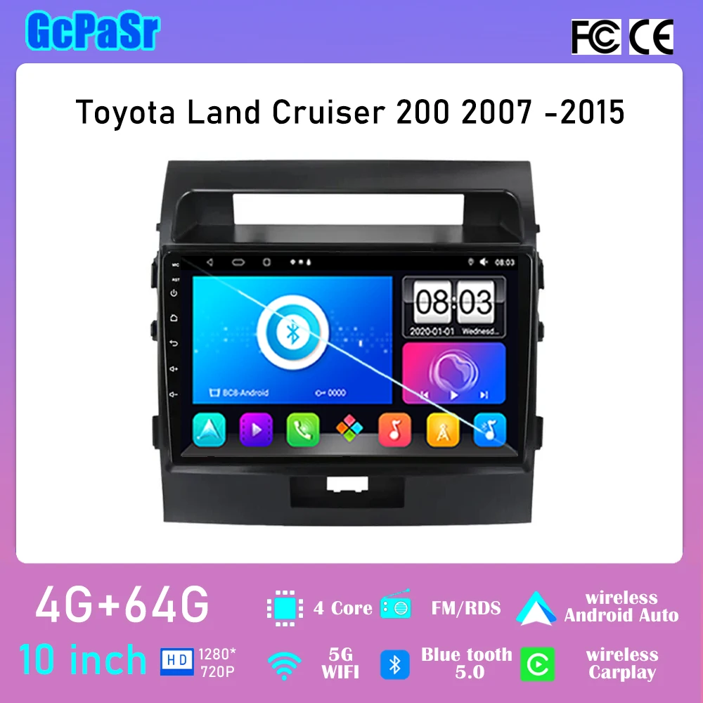 

Android-радио для Toyota Land Cruiser 11 2007-2015, 8-ядерный сенсорный экран, GPS-навигация, стандартная связь, Bluetooth, Wi-Fi