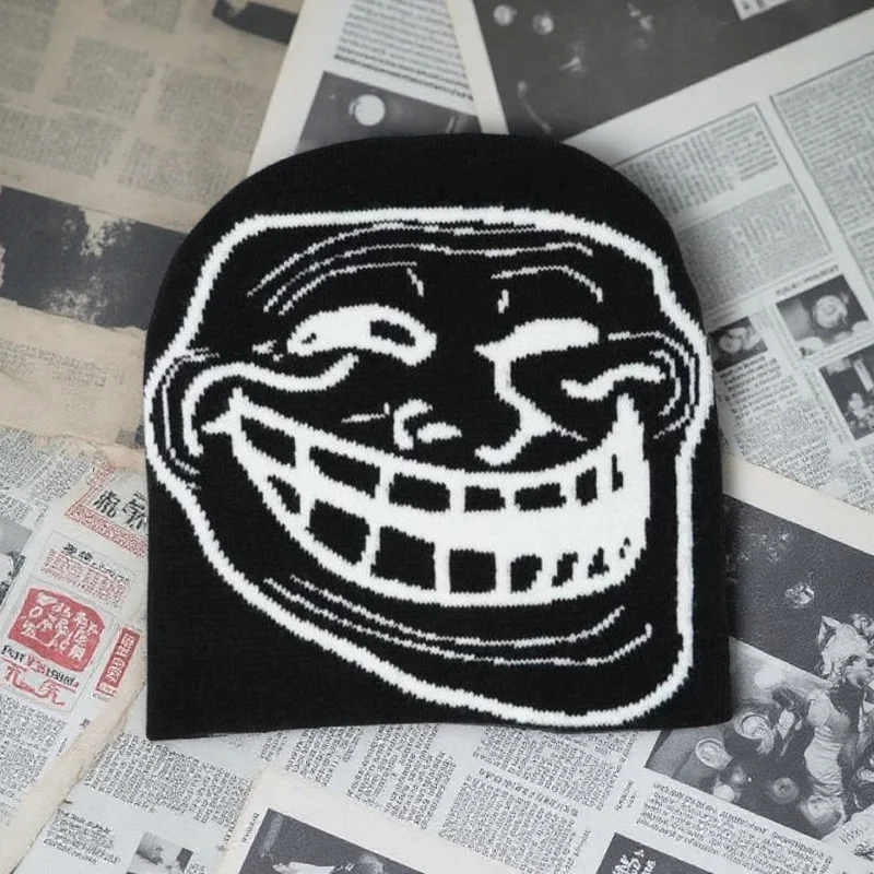 

2025 Novelty American Street Style Knit Beanie, Unisex Funny Cross-Border Fashion Hat, Casual Winter Knitted Cap for Men & Women