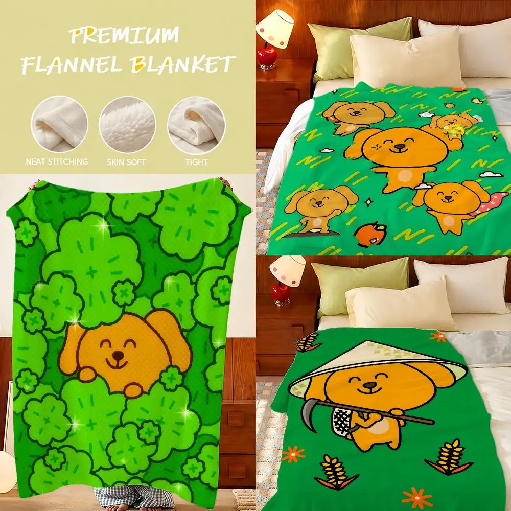Anime Benben Dog Throw Plush Flannel Throw Blanket, Sofa Bed Travel Picnic Home Textile Decor