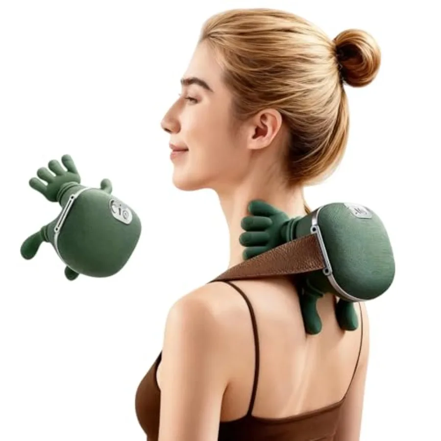 

Портативный беспроводной массажер для шеи и плеч с подогревом, 4D бионический массаж с глубоким разминанием, обхватывающий дизайн для дома, офиса и путешествий